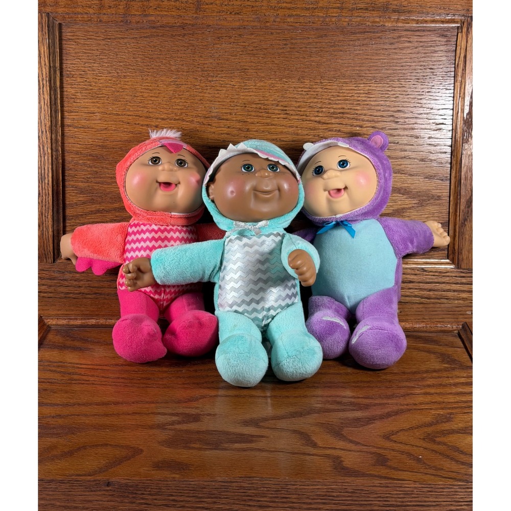 Cabbage Patch Kids Cuties Plush Doll Lot of 3 Shark Bird Hippo Animal Outfits